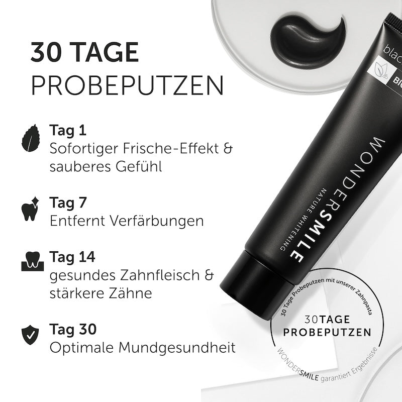 Anwendung der Aktivkohle-Zahnpasta über 30 Tage