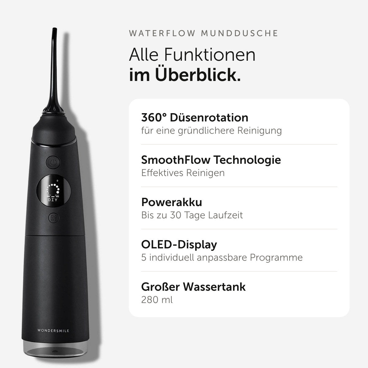 Munddusche Waterflow + Gratis Whitening Strips - WonderSmile GmbH