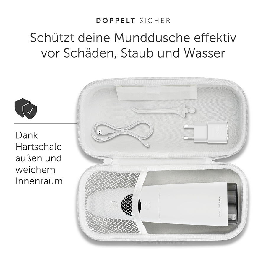 Munddusche Travel Case - All White UK - Wondersmile GmbH