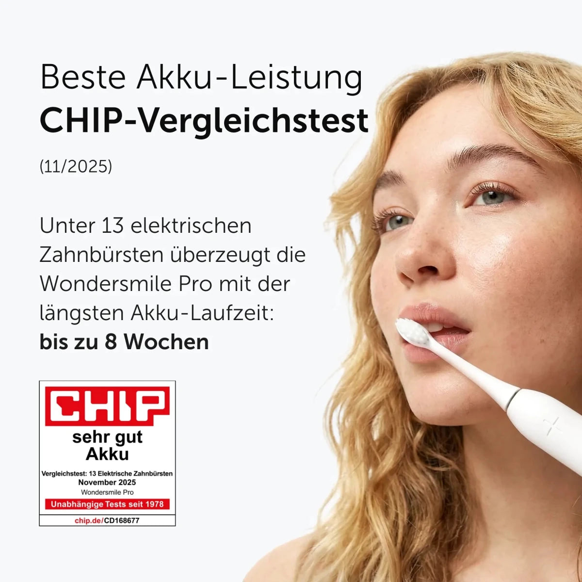 CHIP Akku-Test sehr gut: bis zu 8 Wochen Akkulaufzeit